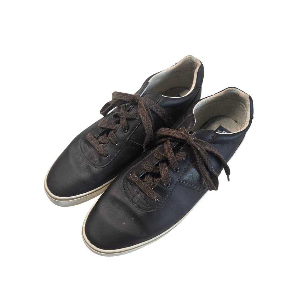 Polo Ralph Lauren Hanford Dark Brown Leather Sneakers Mens Shoes Size 16D Low